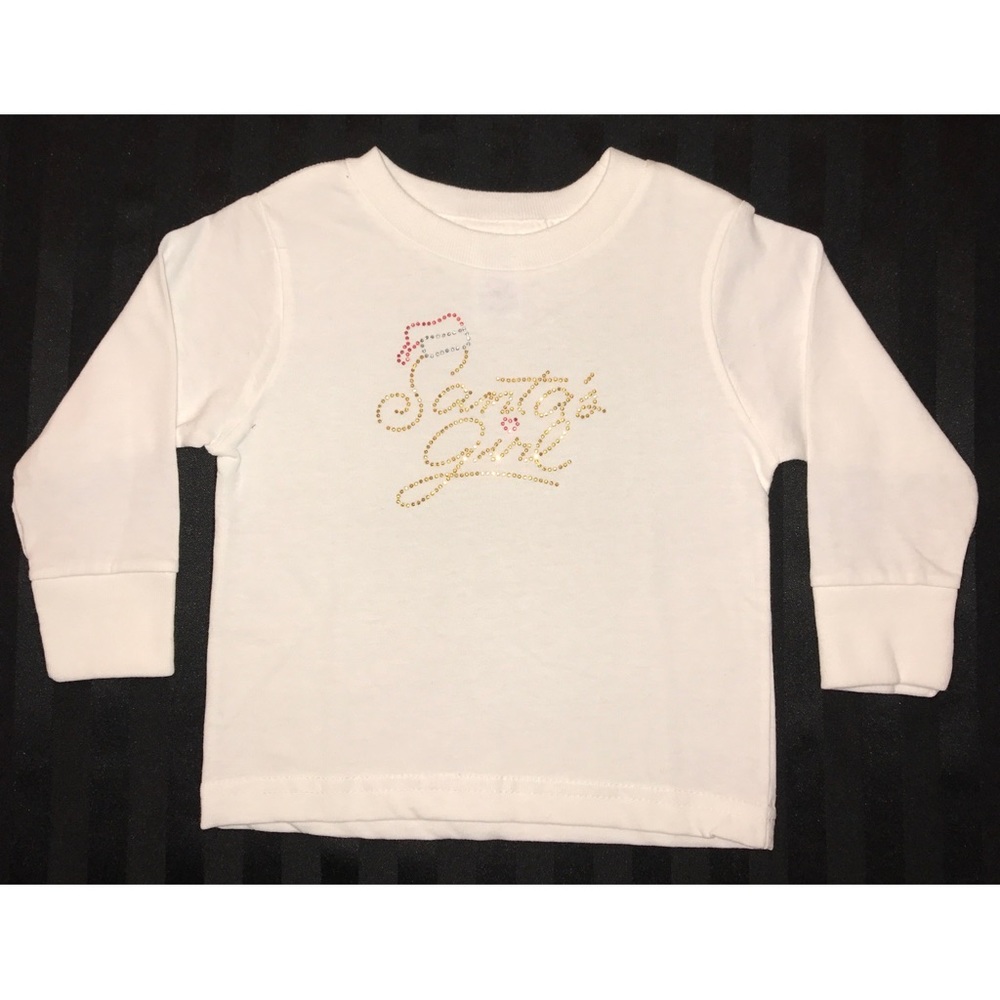 NEW Girls/Youth Holiday Santa’s Girl Rhinestone Long Sleeve T-SHIRT Size 2